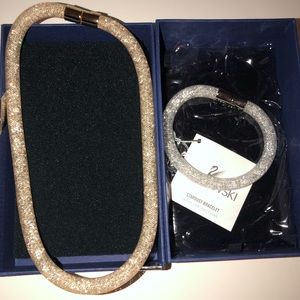 Swarovski Stardust Gold necklace &silver bracelet